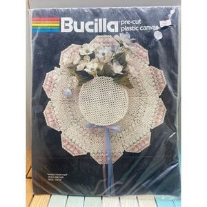 Bucilla Plastic Canvas Kit 5946 Hang Your Hat Wall Decor Pre-Cut 13”x13” Vintage